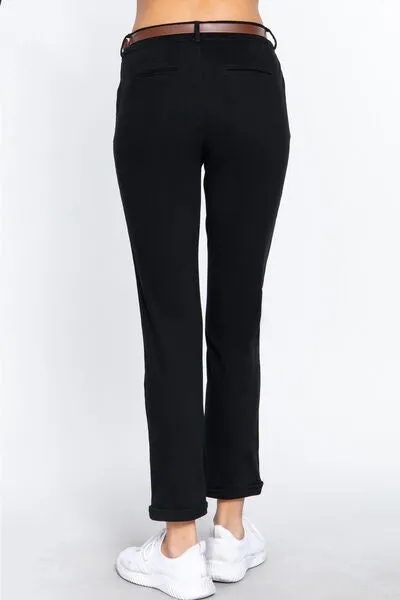 Active Basic Cotton-Span Twill Straight Pants