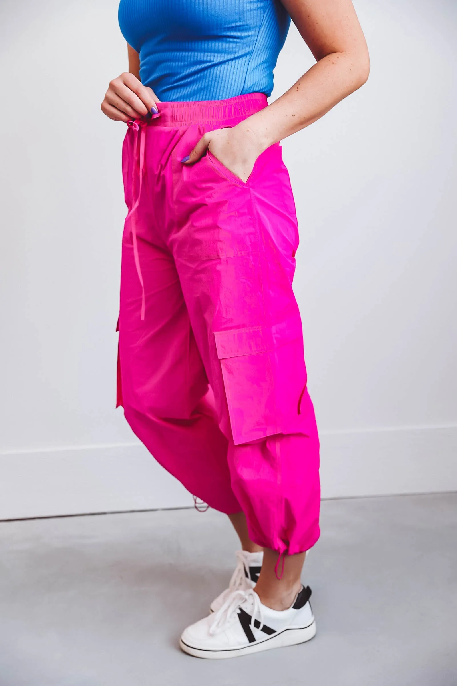 Alana Cargo Pants-Hot Pink