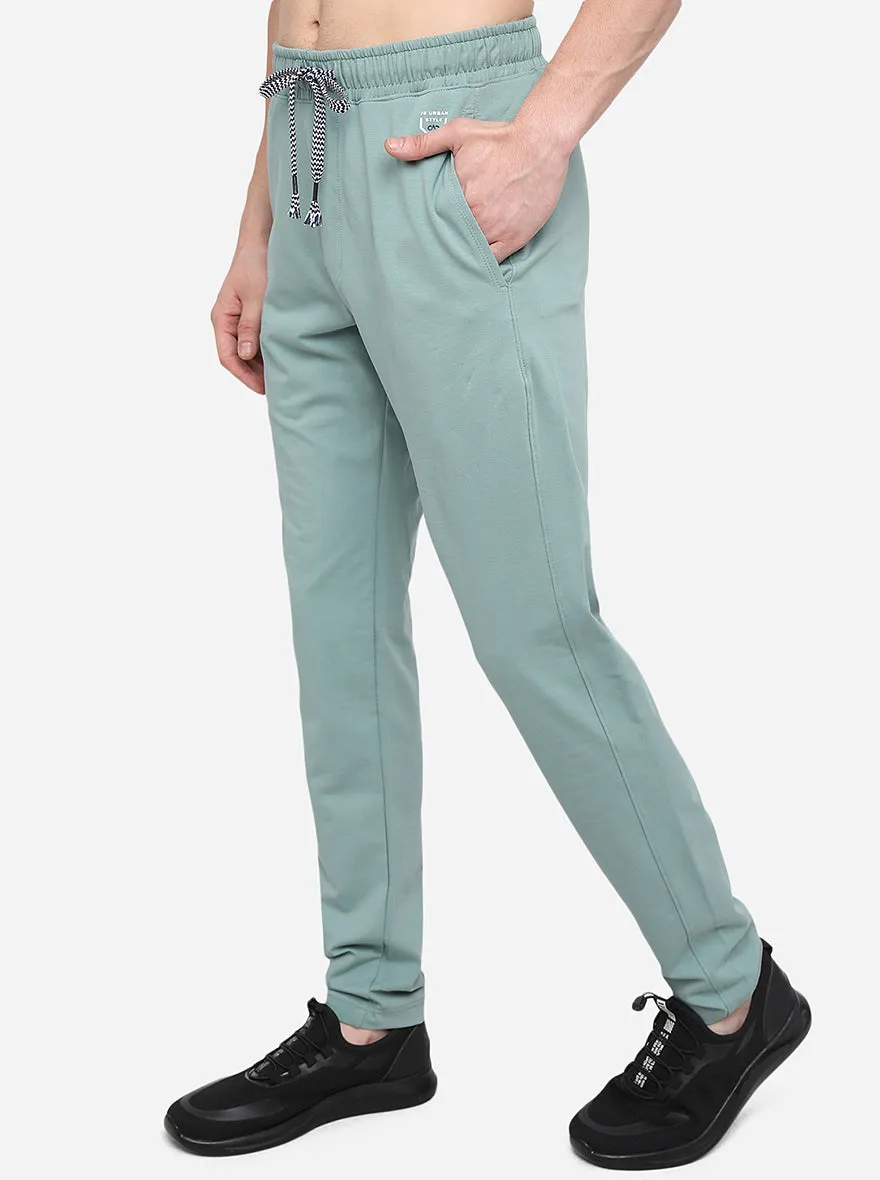 Aquamarine Blue Solid Slim Fit Track Pants | JadeBlue