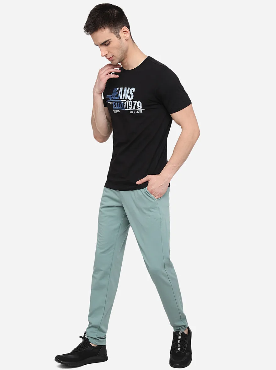 Aquamarine Blue Solid Slim Fit Track Pants | JadeBlue