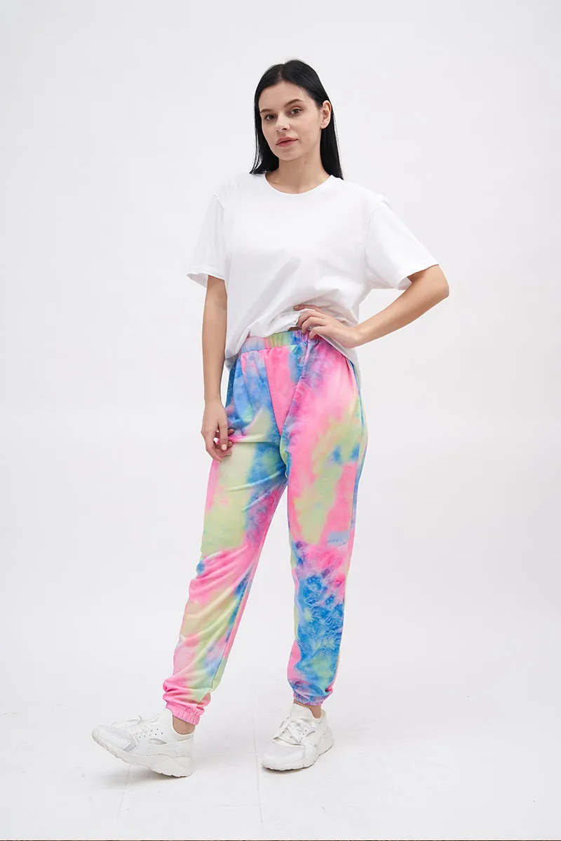 ARO LORA Elastic Waist Tie Dye Casual Pants