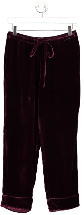 Asceno Purple Aurelia Velvet Wide Leg Pants UK S