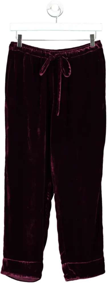 Asceno Purple Aurelia Velvet Wide Leg Pants UK S