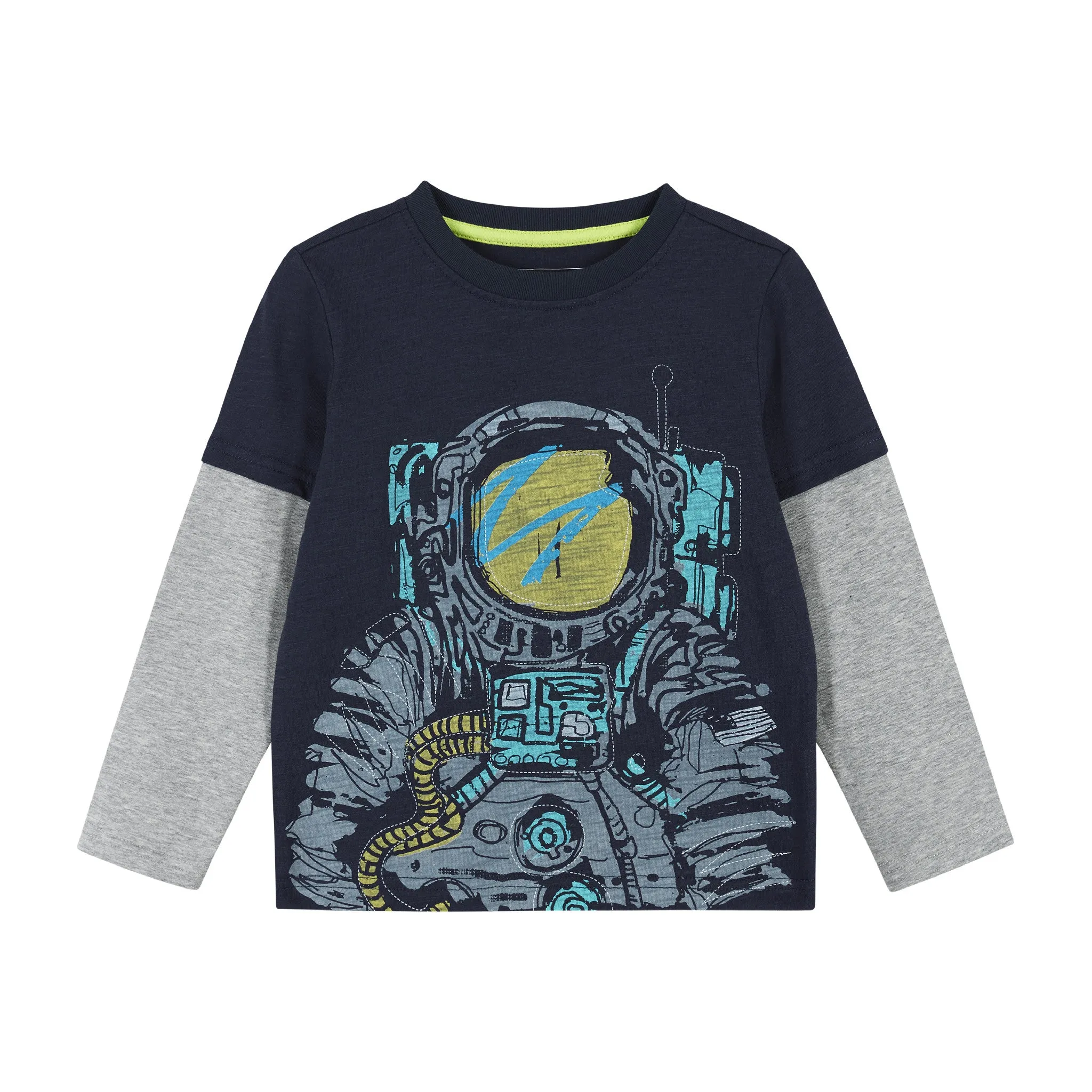 Astronaut Long Sleeve Two-Fer Tee Set  | Navy