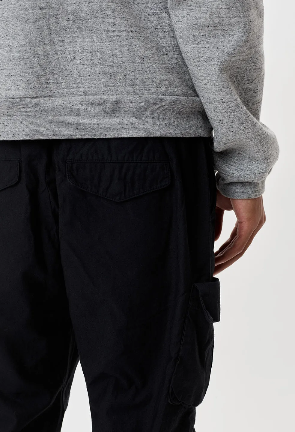 Back Sateen Cargo Pants / Black