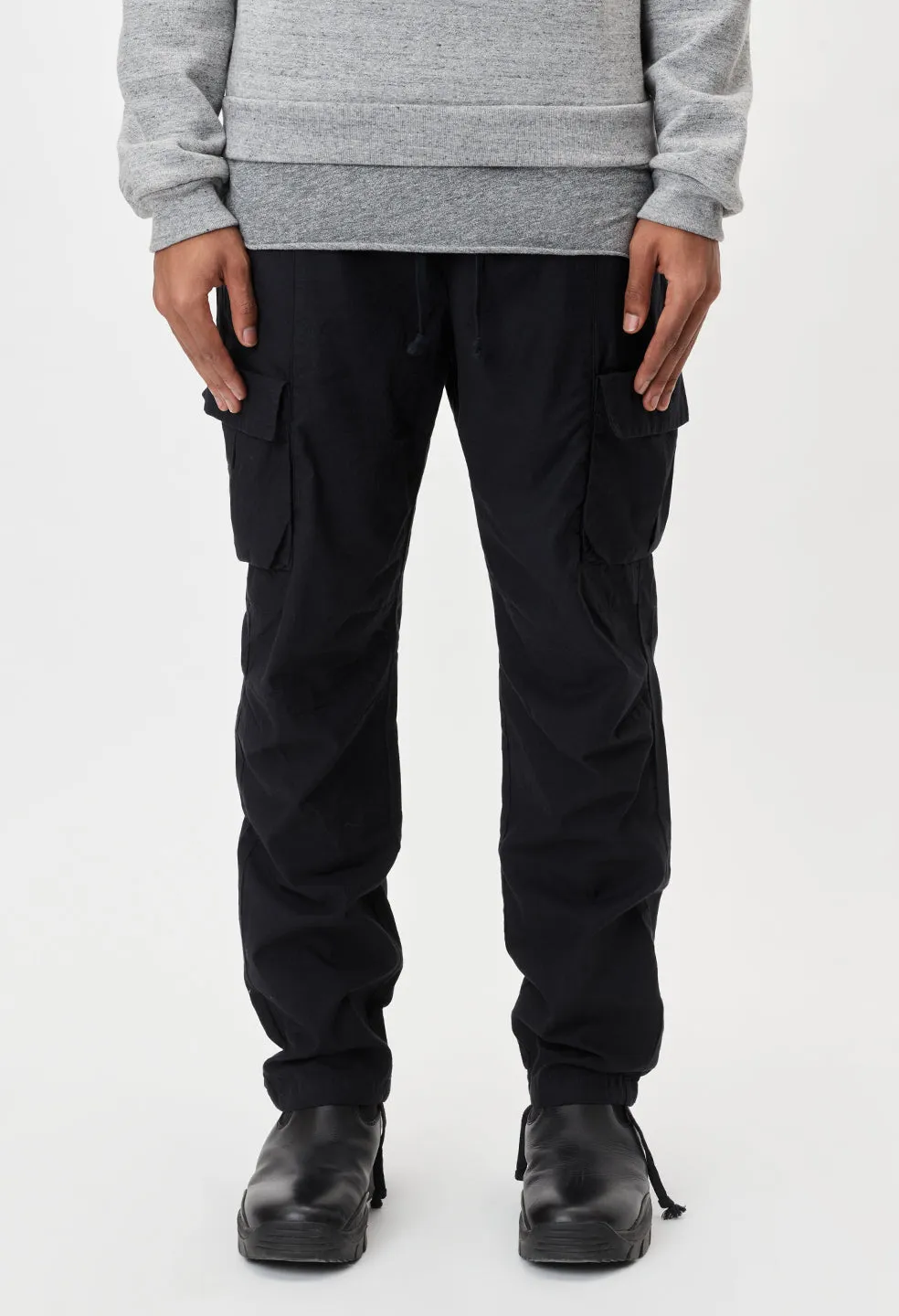 Back Sateen Cargo Pants / Black