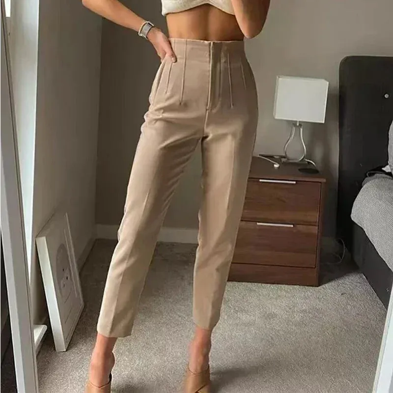 Baggy Wide Leg Loose Korean Casual Ankle Length High Waist Pants