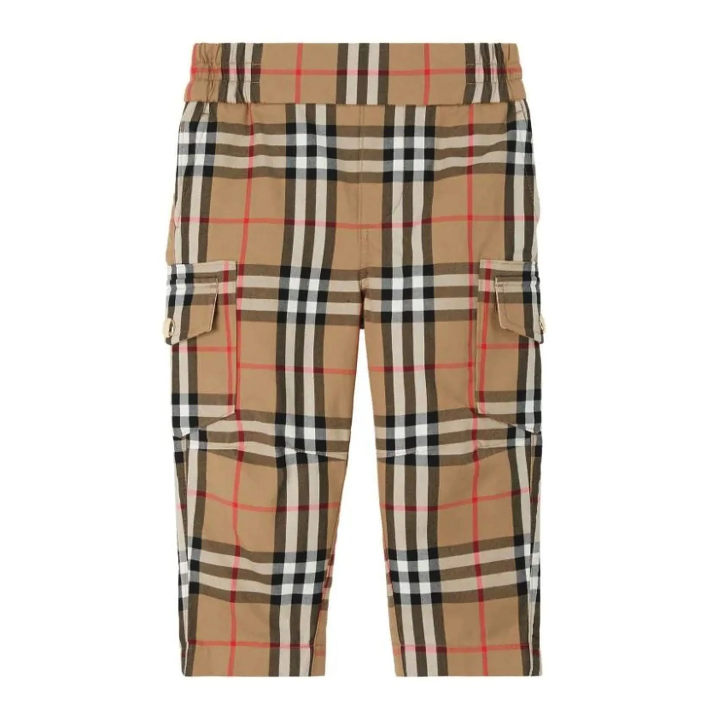 Beige Check Cotton Pants