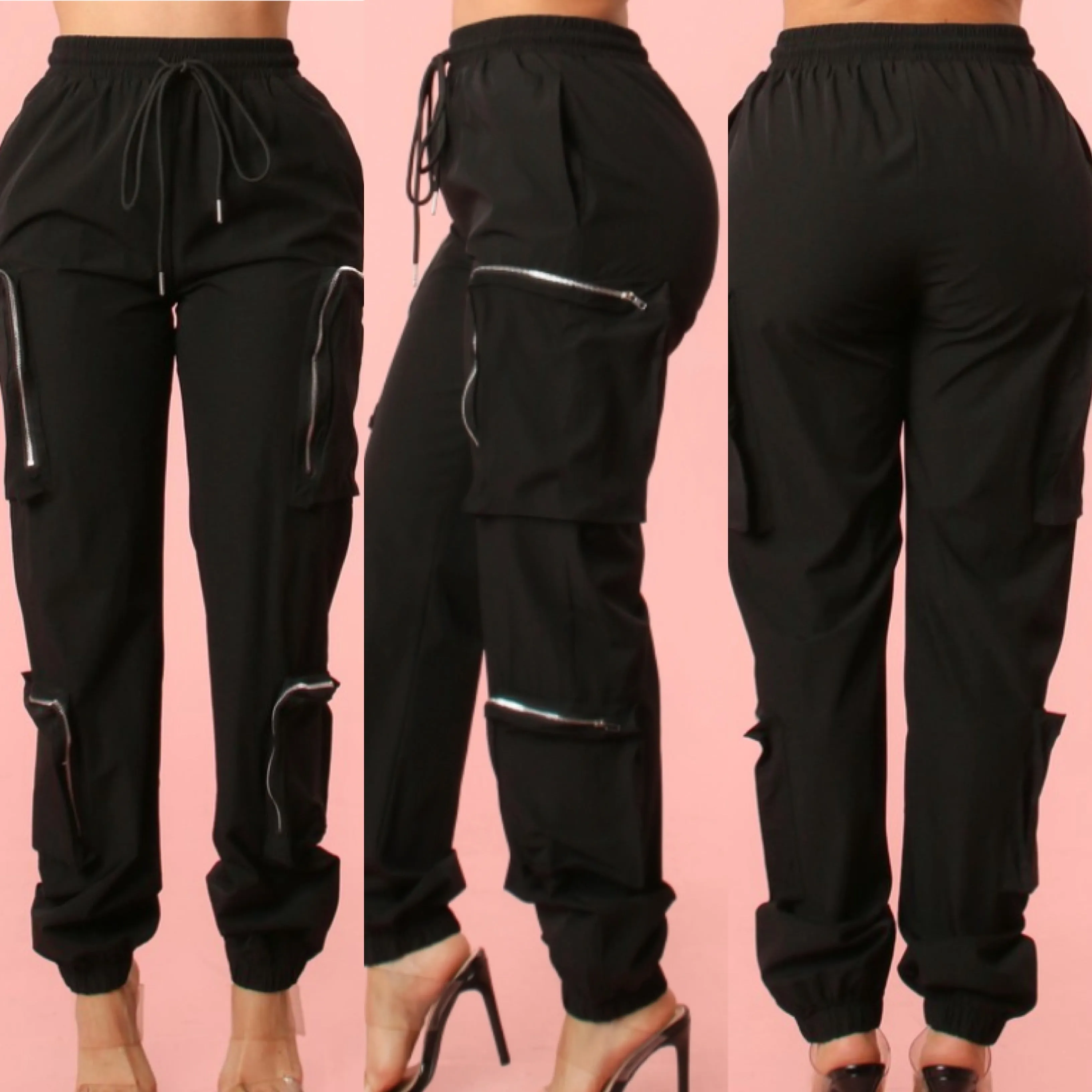 Big Pocket Wind Breaker Joggers Pants ( Black)