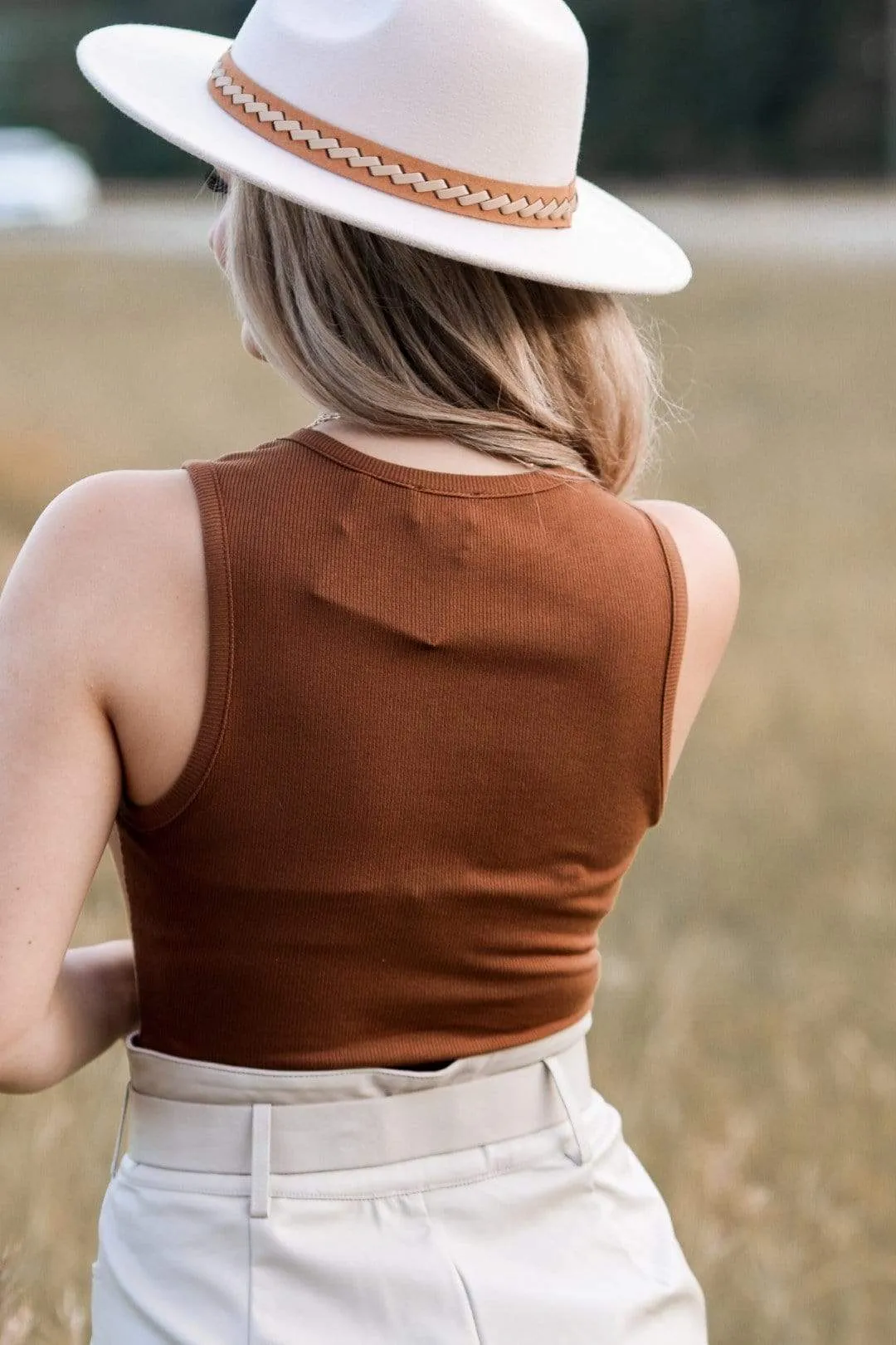 Brown Ribbed Bodysuit