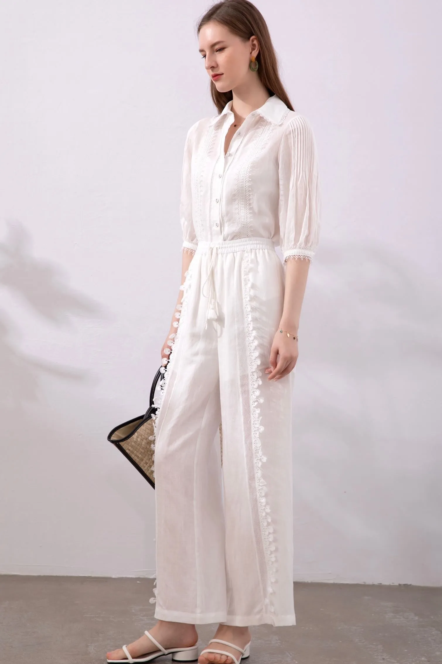 Carla Linen Pants - White