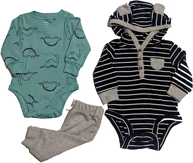 Carter's Baby Boys' 3 Piece Hooded Bodysuit Pants Set