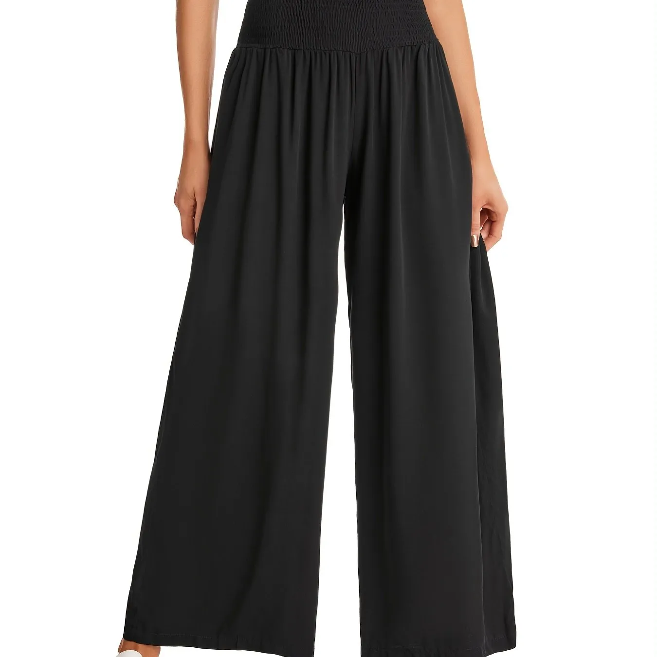 Casual Wide Leg Elastic High Waist Trousers Casual Pant