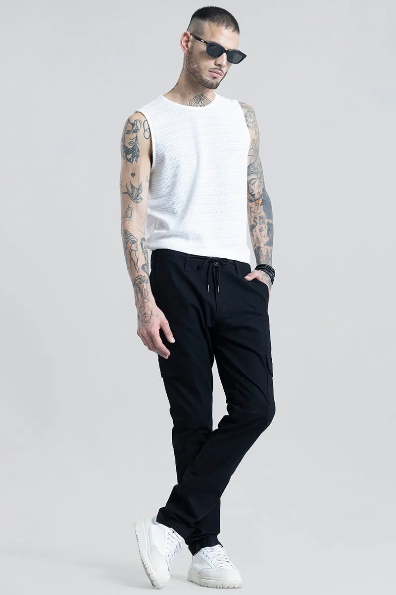 City Breeze Black Linen Cargo Pant