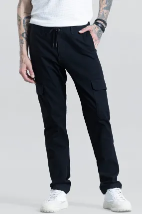 City Breeze Black Linen Cargo Pant