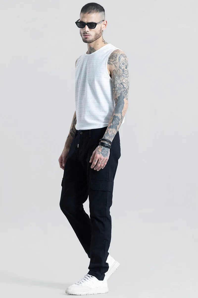 City Breeze Black Linen Cargo Pant