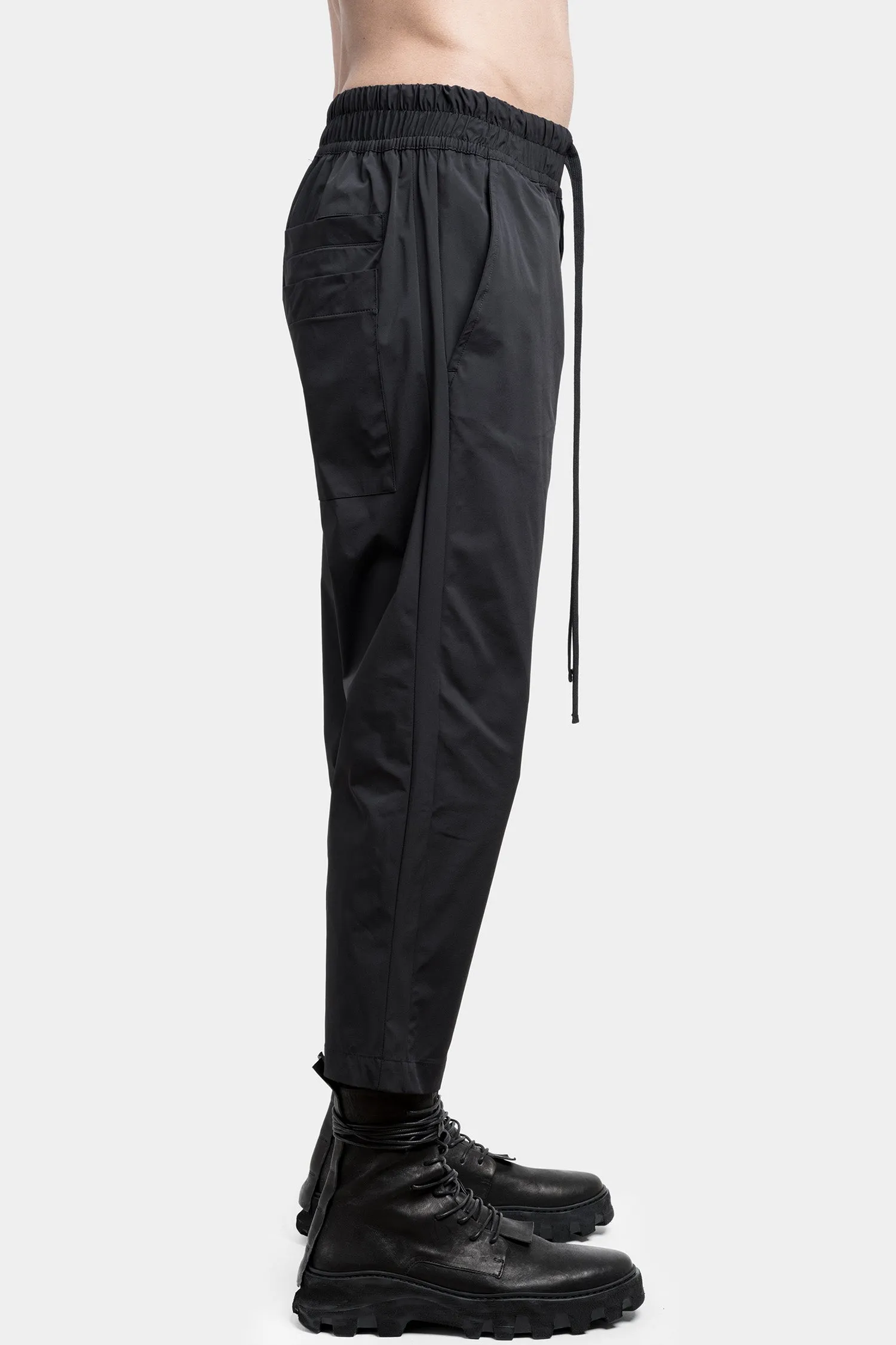 Cropped drawstring trousers, Black