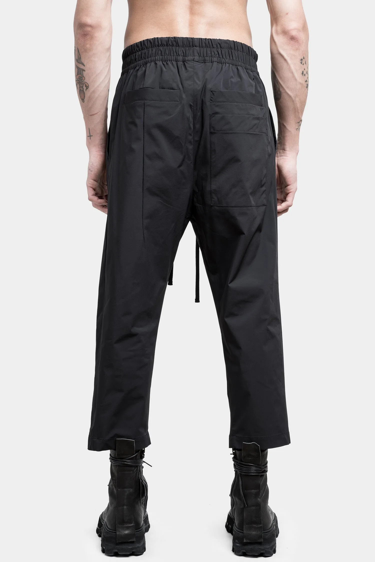 Cropped drawstring trousers, Black