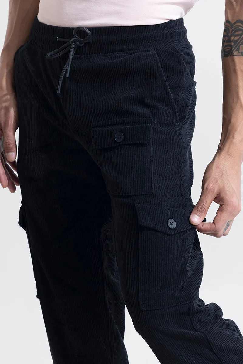 Cullin Black Corduroy Cargo Pant