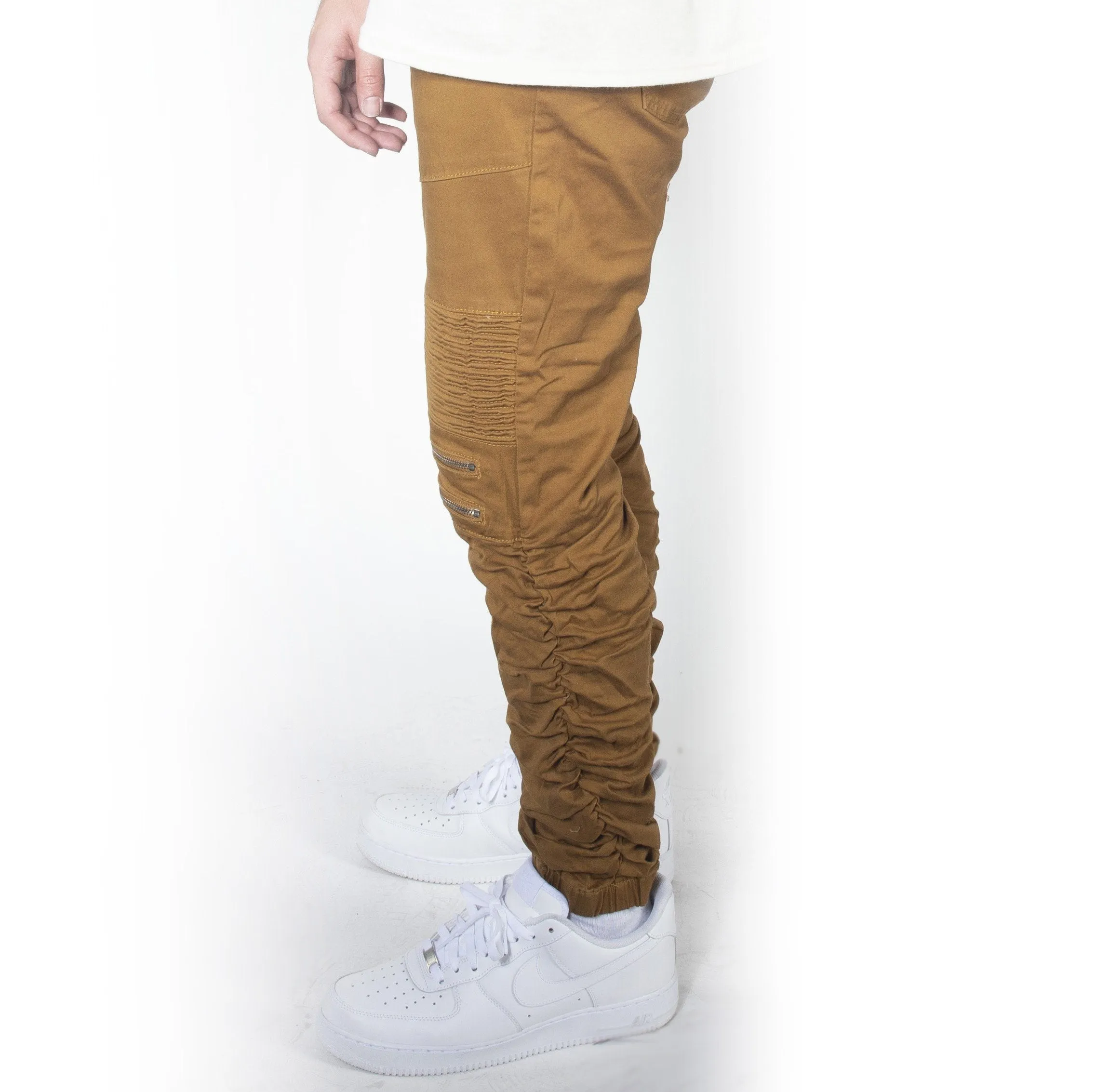 Dark Wheat Twill Bungee Jogger Pants JG882