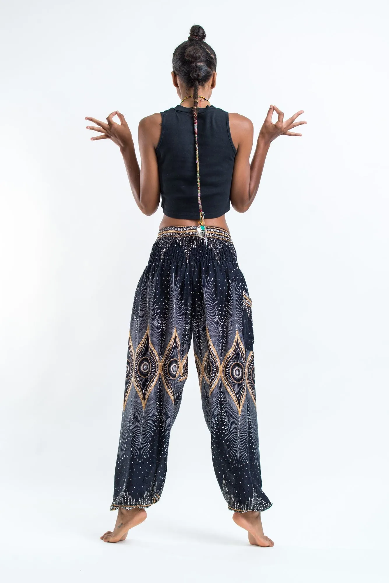 Diamond Peacock Women's Harem Pants in Black