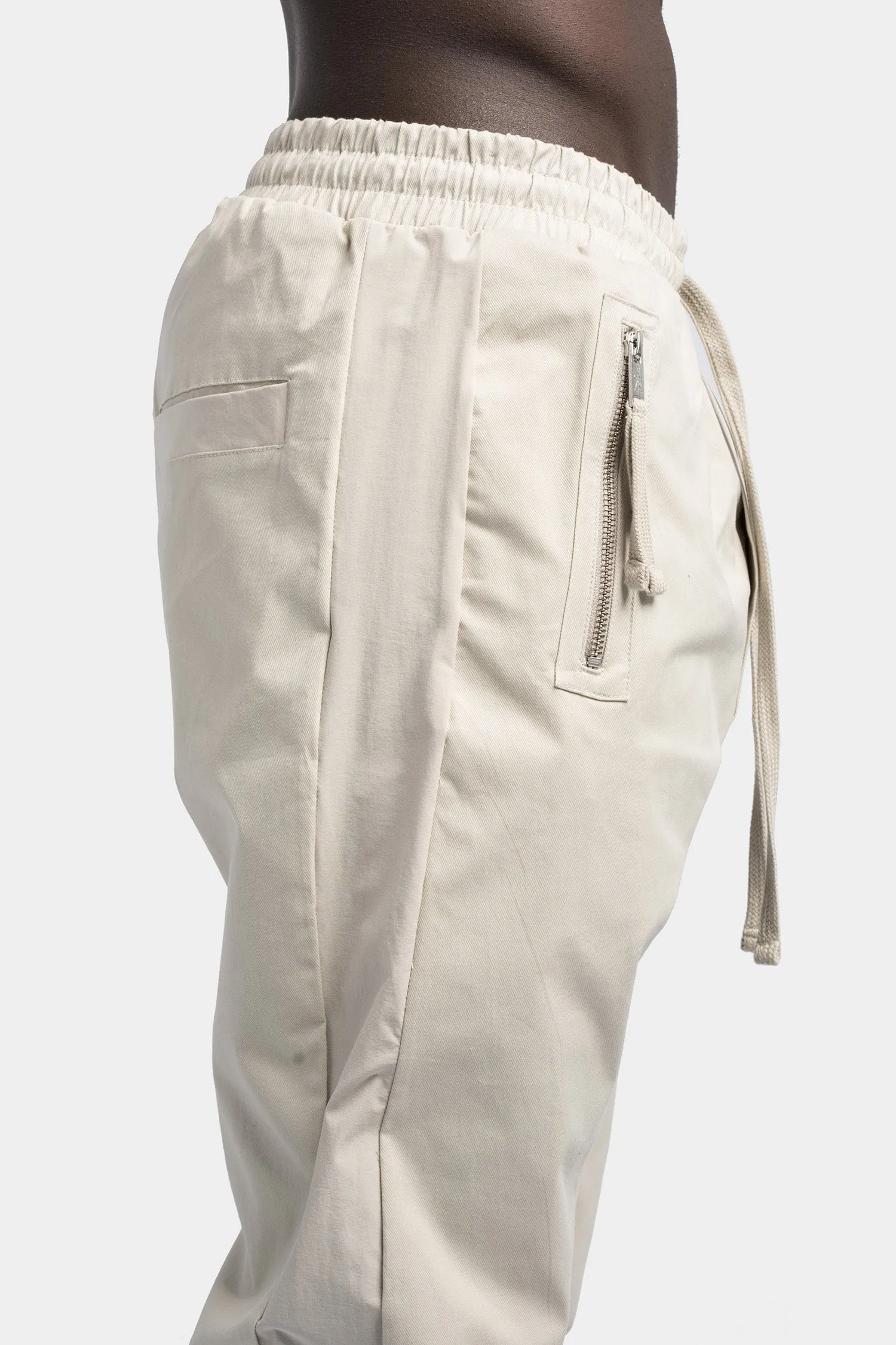 Drop crotch zip pocket tech pants, Sand shell