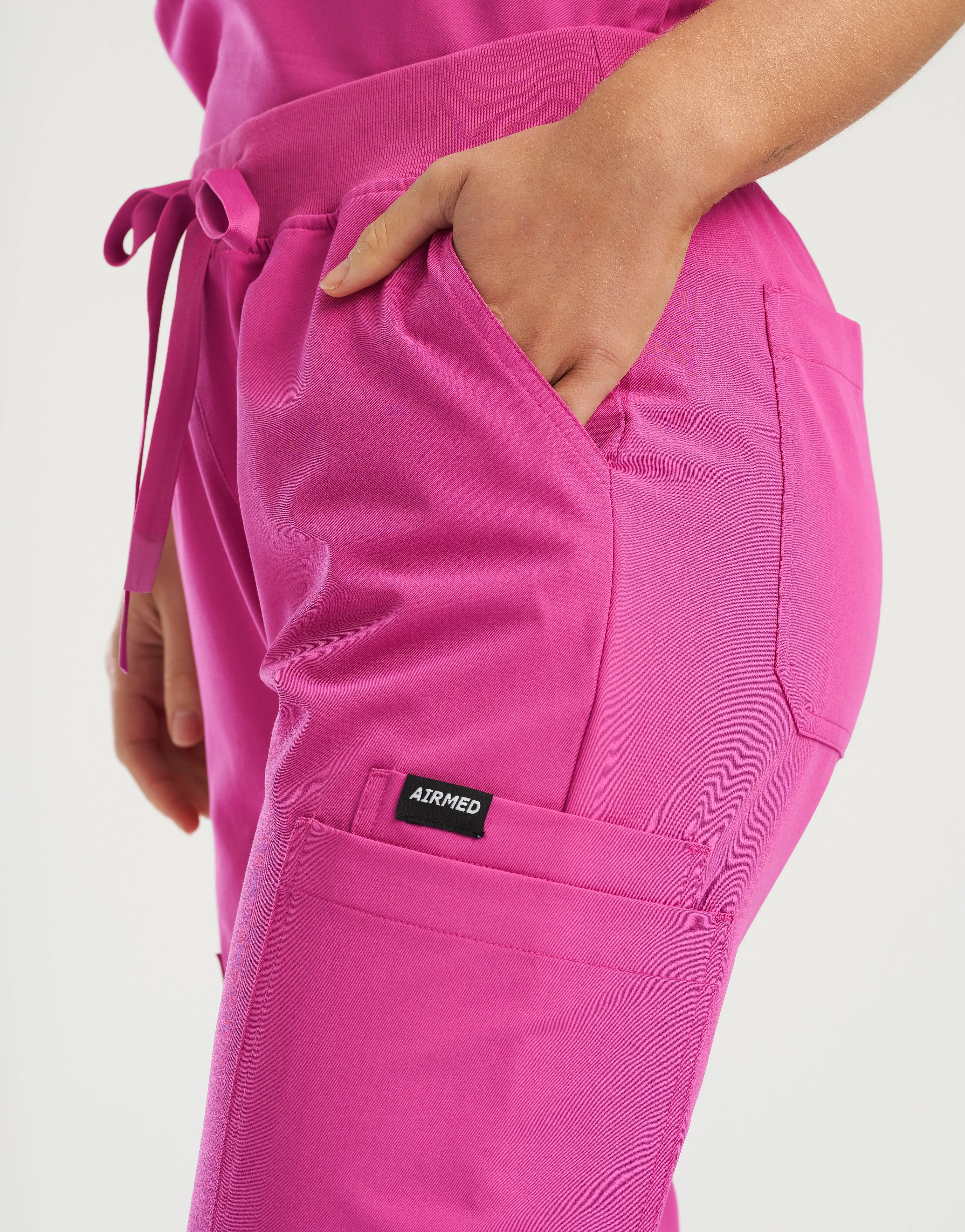 Essential Multi-Pocket Scrub Pants - Just Pink