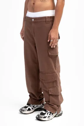 FIVE POCKET COFFEE CARGO PANTS