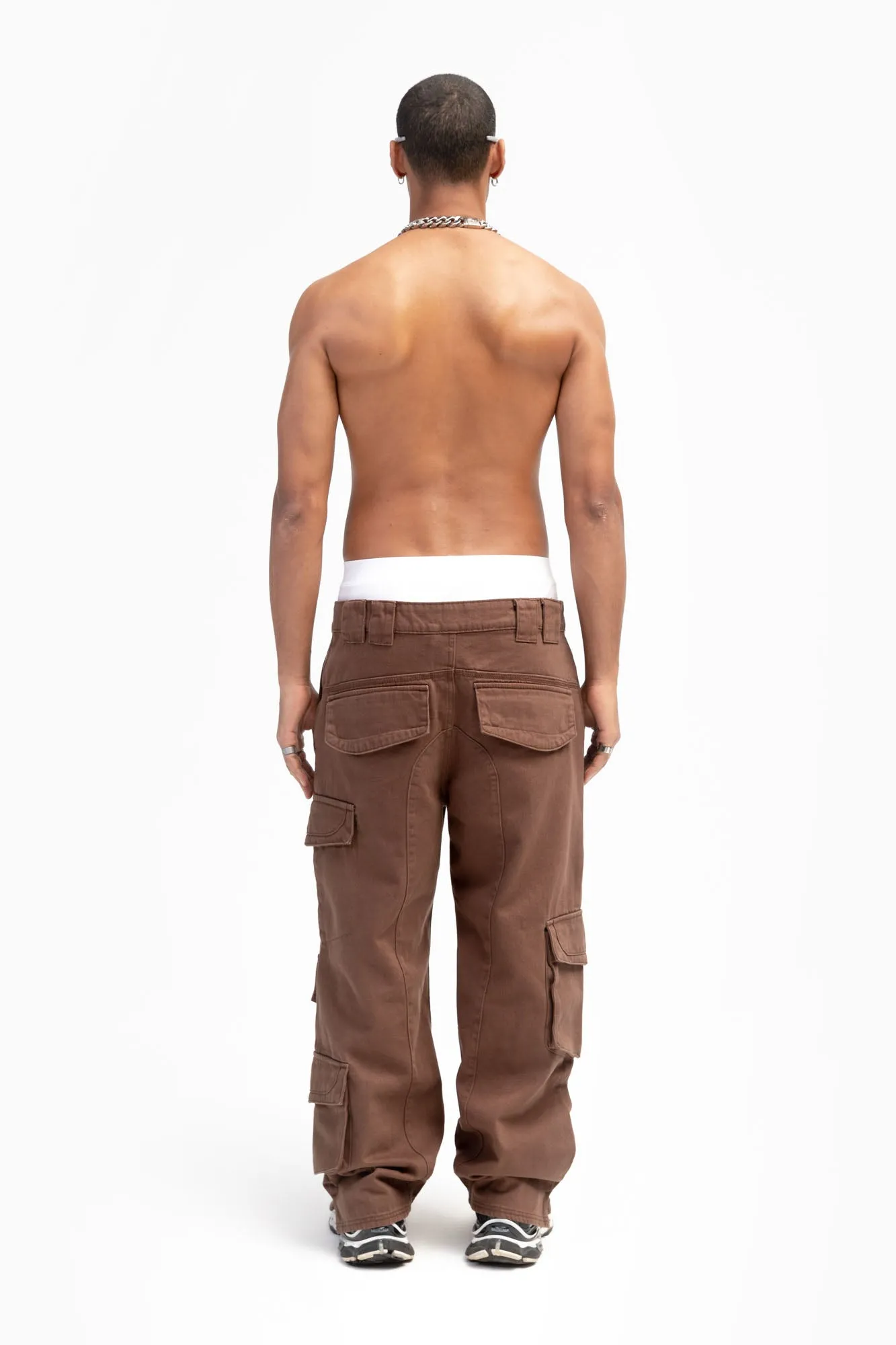 FIVE POCKET COFFEE CARGO PANTS