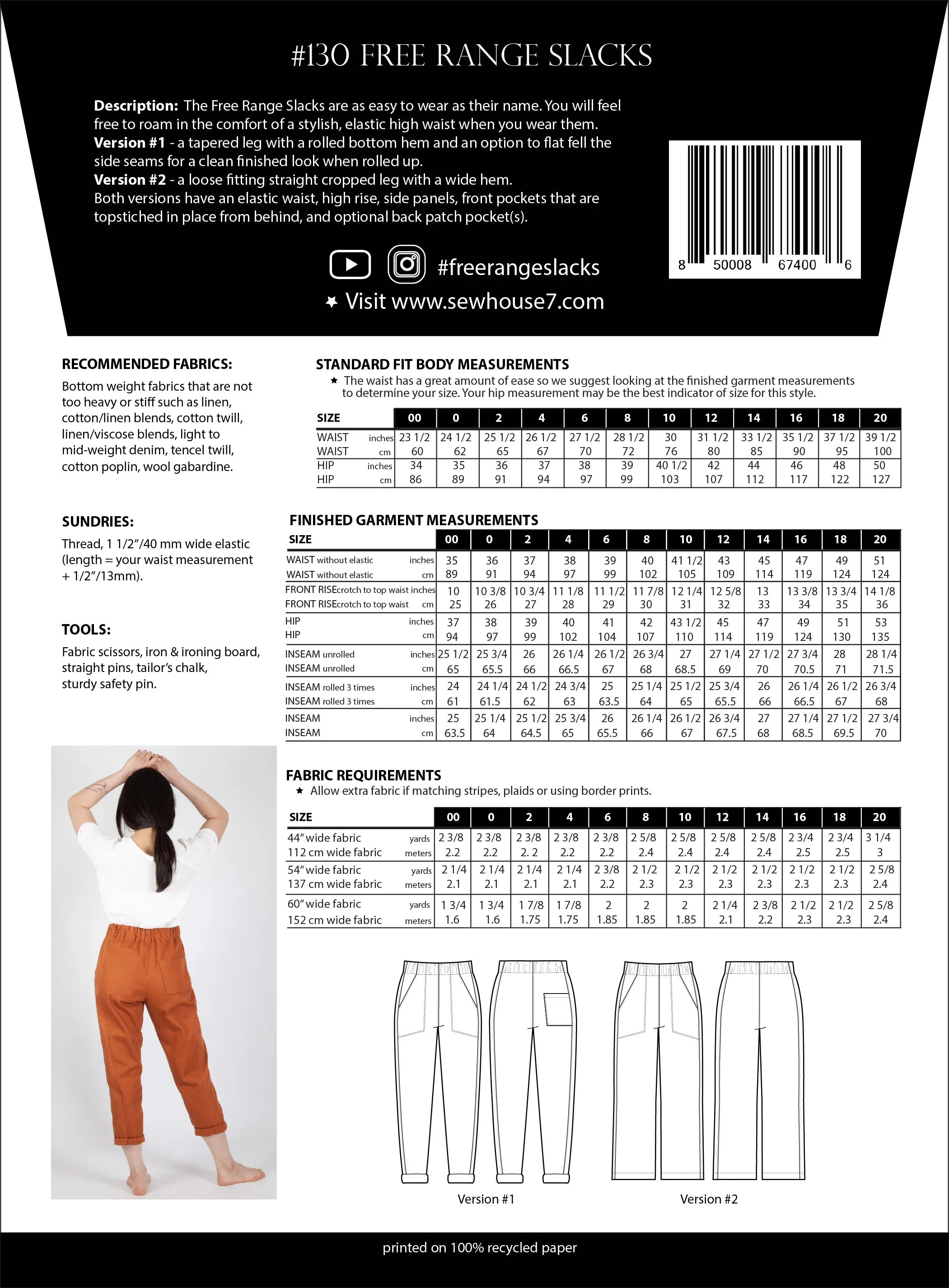 Free Range Slacks Sewing Pattern | Sizes 0-20 by Sew House Seven