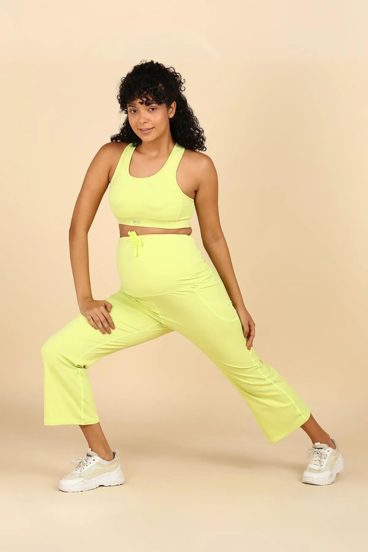 Full Bump-Coverage Lime Flair Maternity Pants