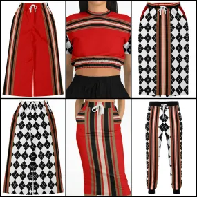 Gold Line Red Eco-Poly Stretchy Phat Bellbottoms