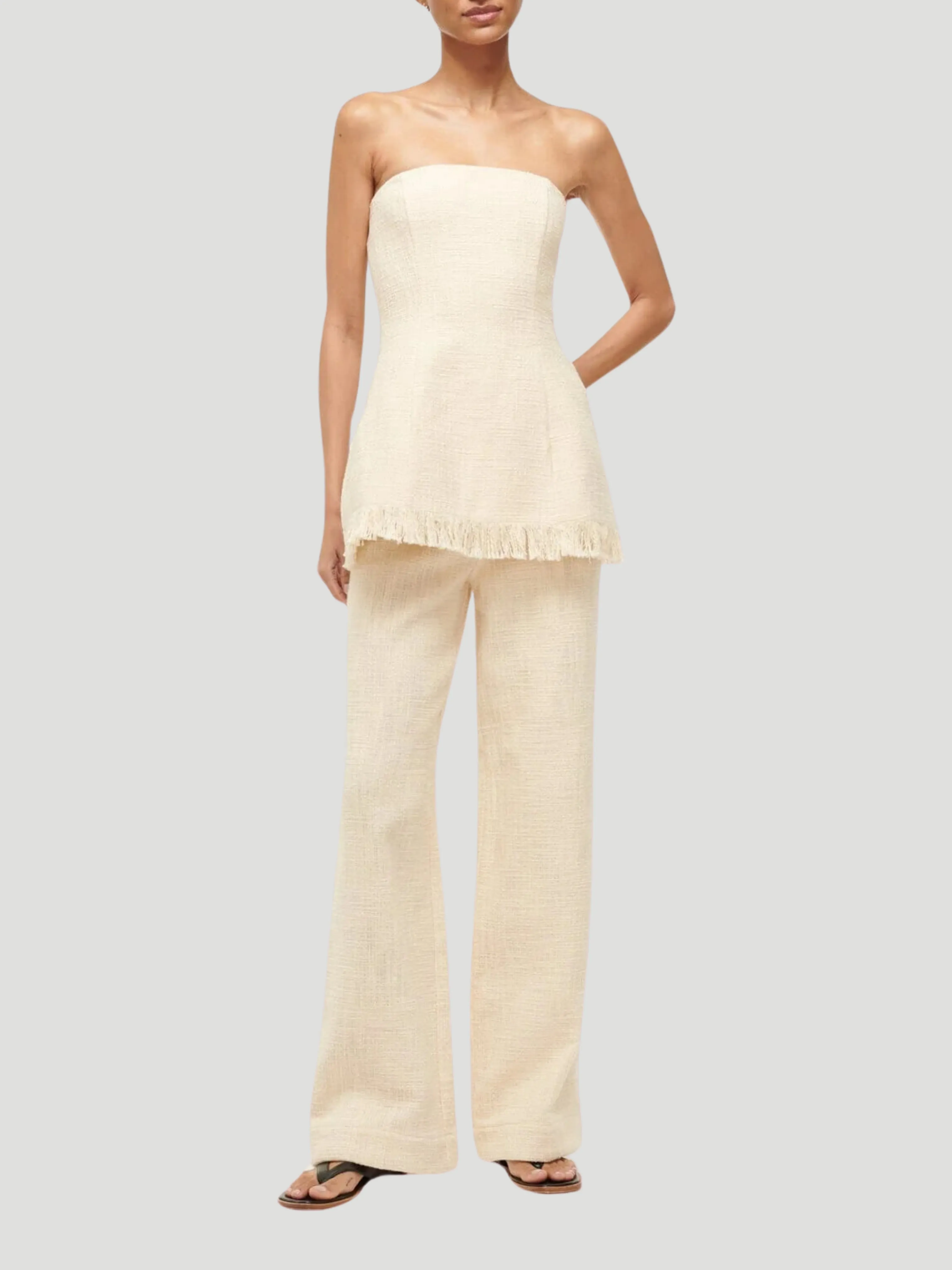 Grayson Cotton Tweed Wide-Leg Pants