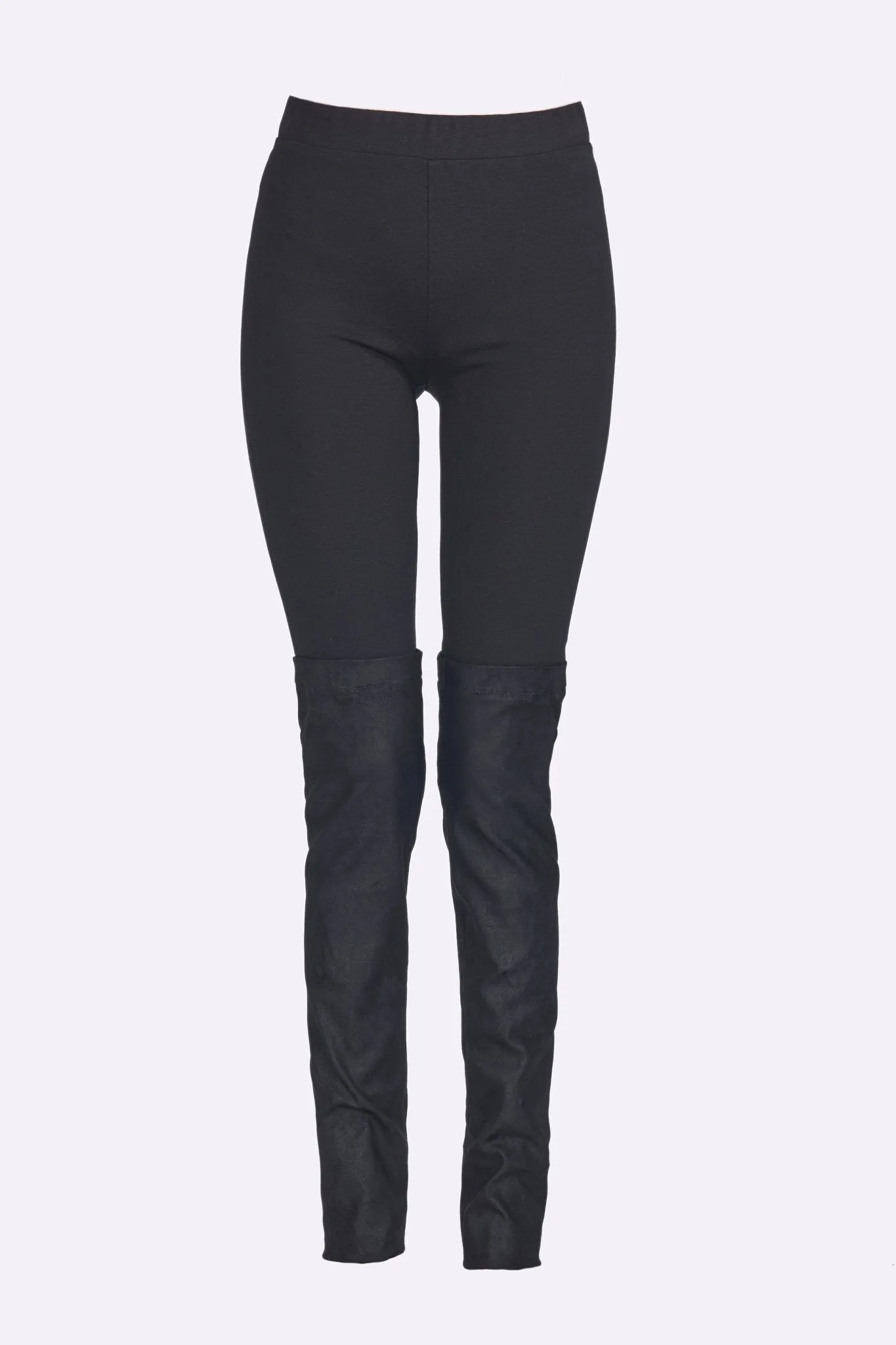 Half Stretch Leather and Jersey Pant