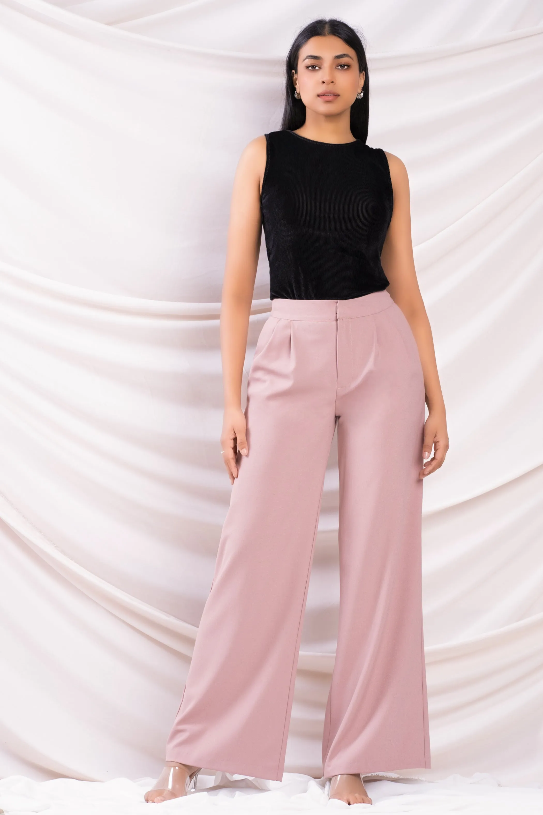 High Waist Pleated Wide Leg Pant