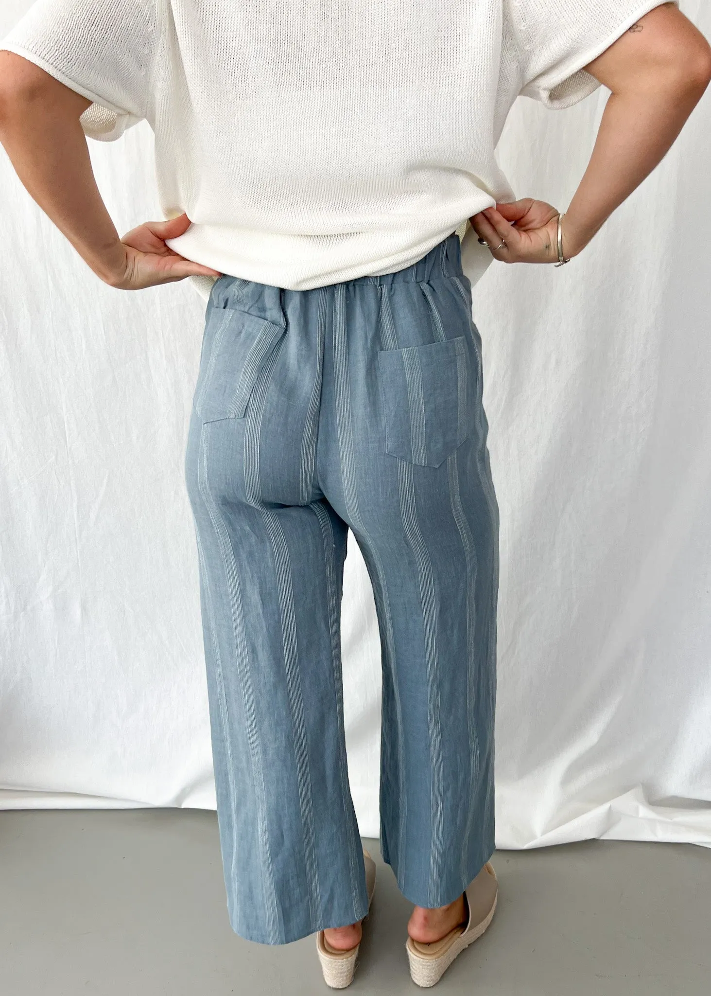 Jude Linen Pants - Blue Stripe