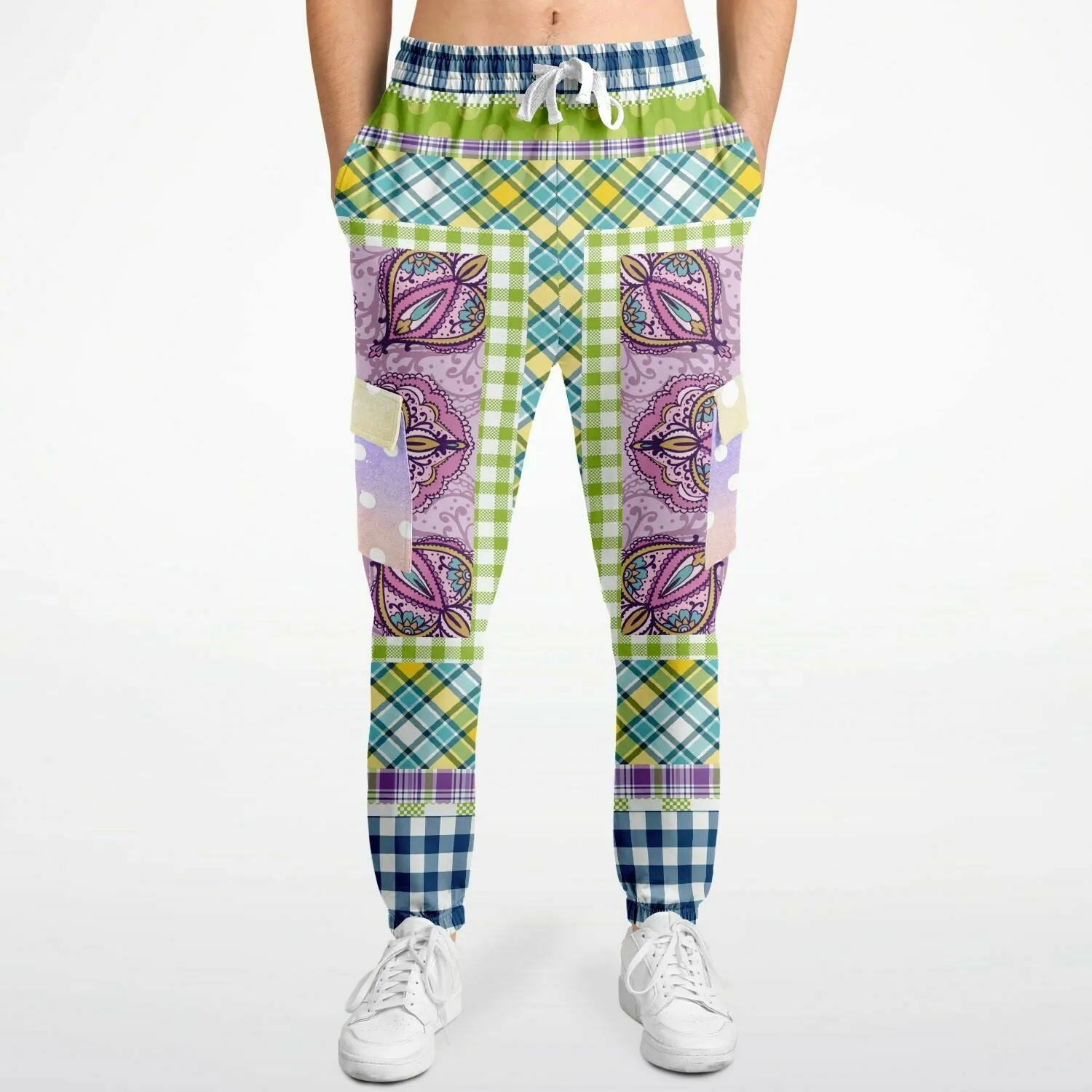 Kaleido-Scape Purple Plaid Unisex Cargo Sweats