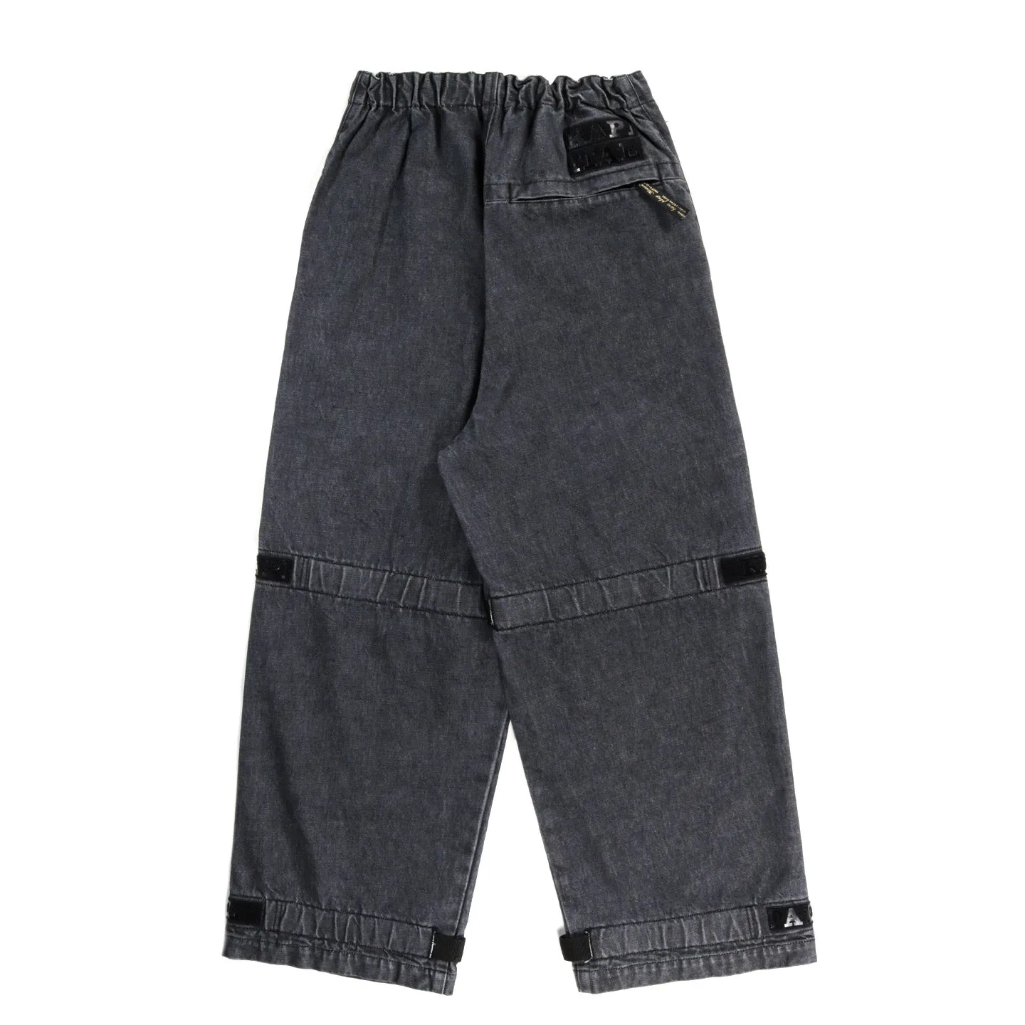 KAPITAL 14OZ BLACK DENIM NOUVELLE SHUTTLE PANTS