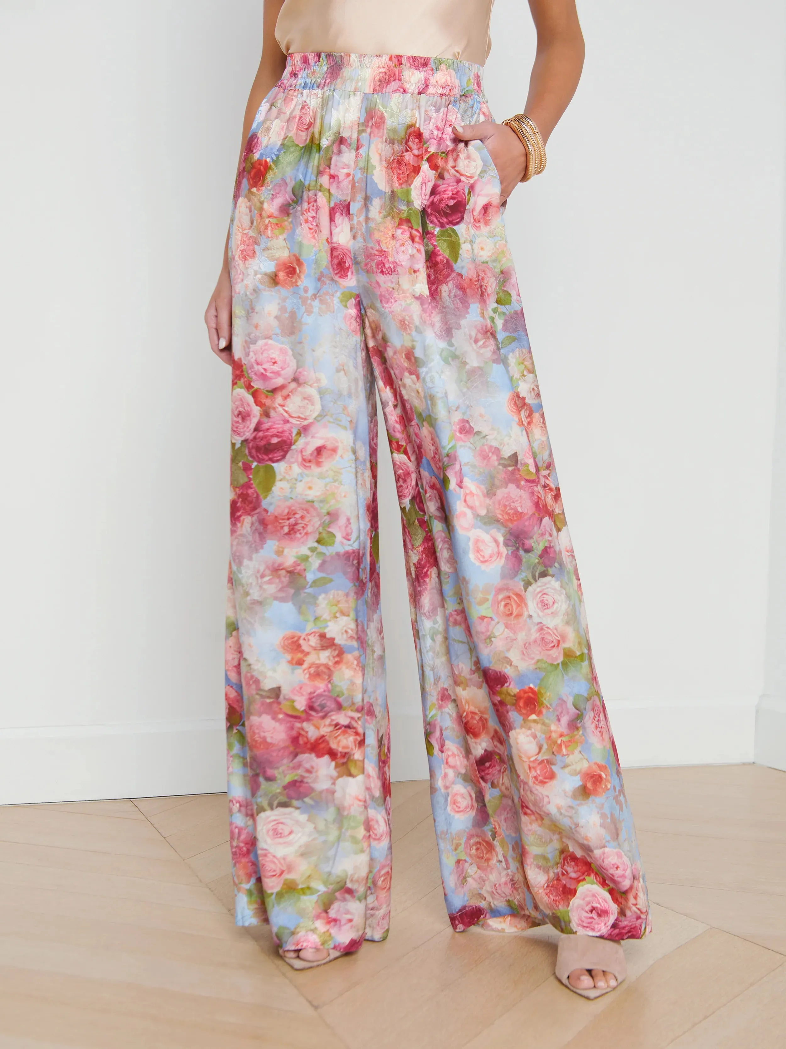 L’agence - Lillian Wide Leg Pant - Multi Soft Cloud Floral