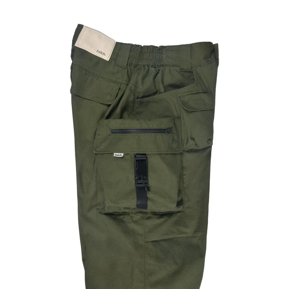 LAKH TEN POCKETS CARGO PANTS -OLIVE