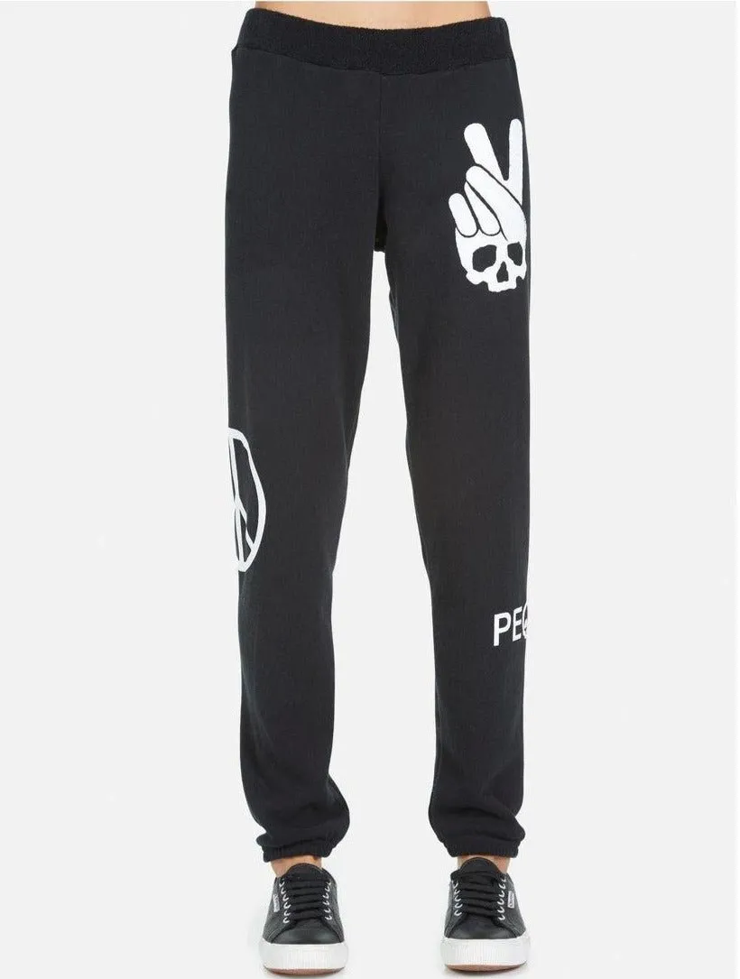 Lauren Moshi Gia Skull Peace Hand Jogger Pants