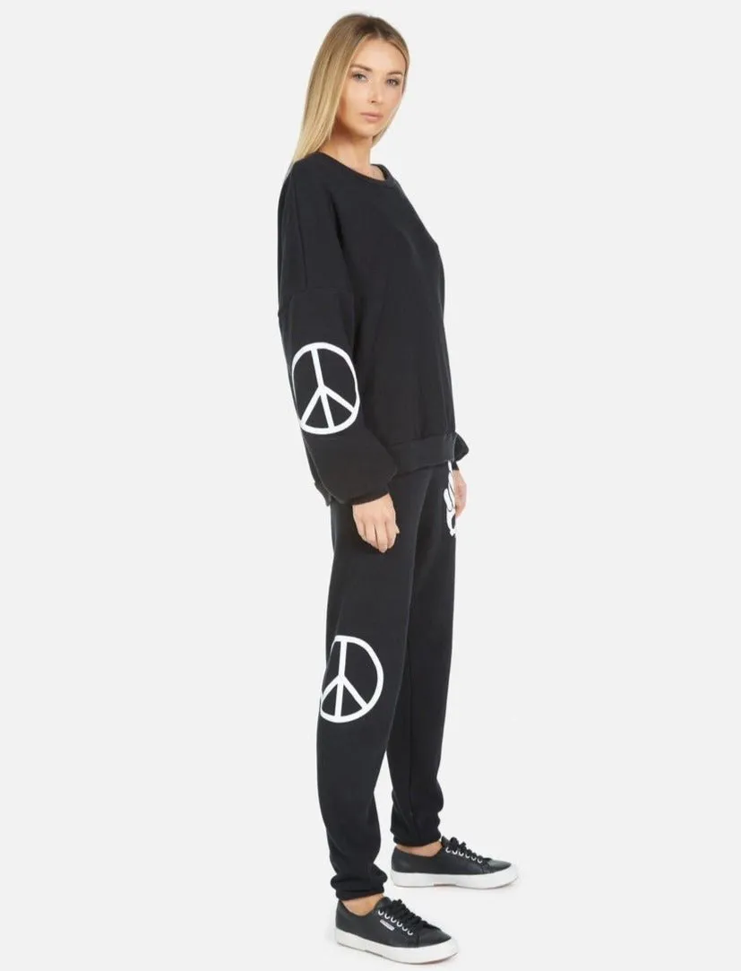 Lauren Moshi Gia Skull Peace Hand Jogger Pants