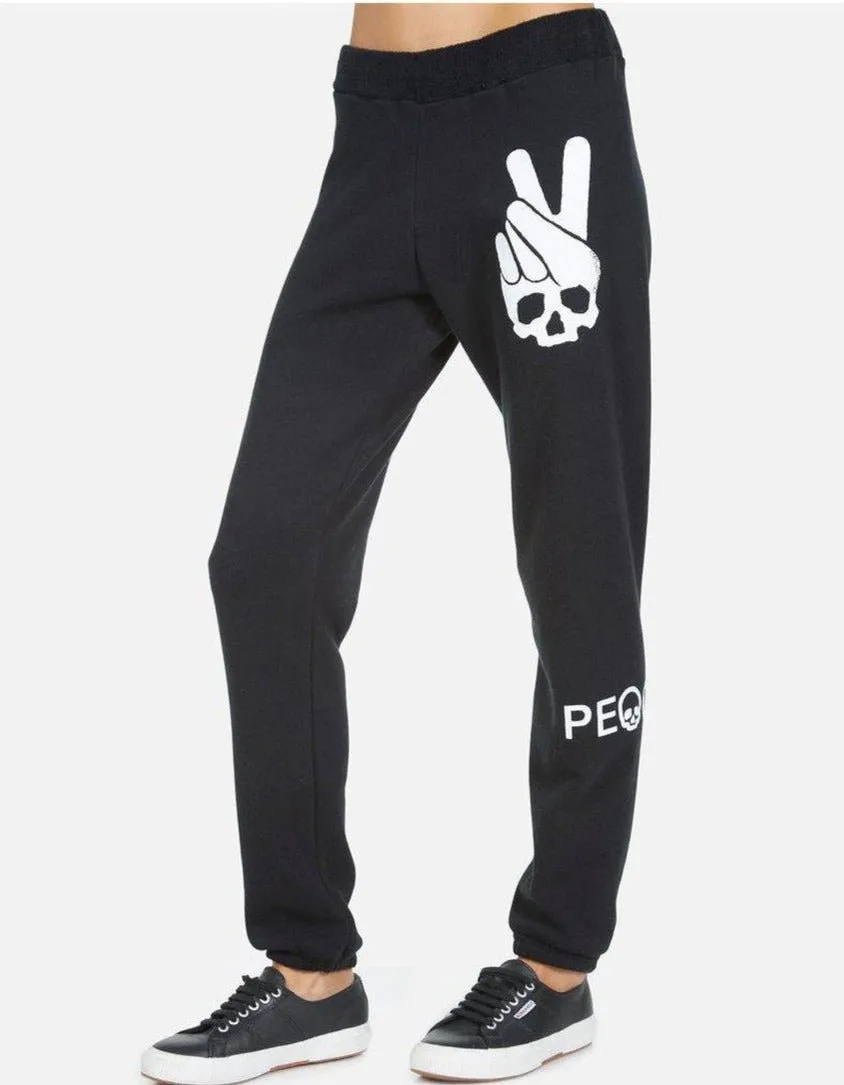 Lauren Moshi Gia Skull Peace Hand Jogger Pants