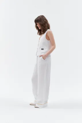 Linen pants with golden stripe "Impresionante" (White)