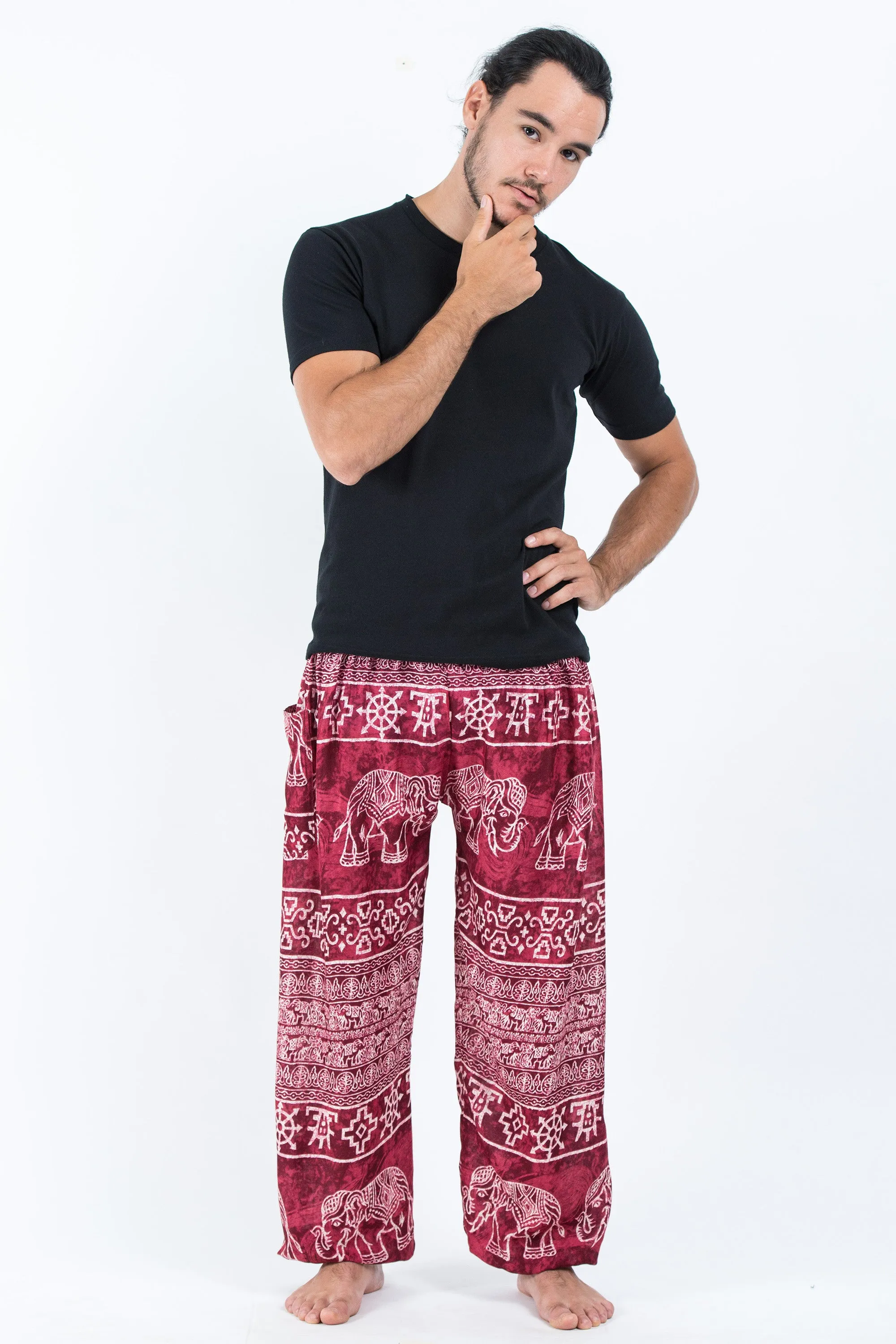 Marble Elephant Men's Elephant Pants in Red