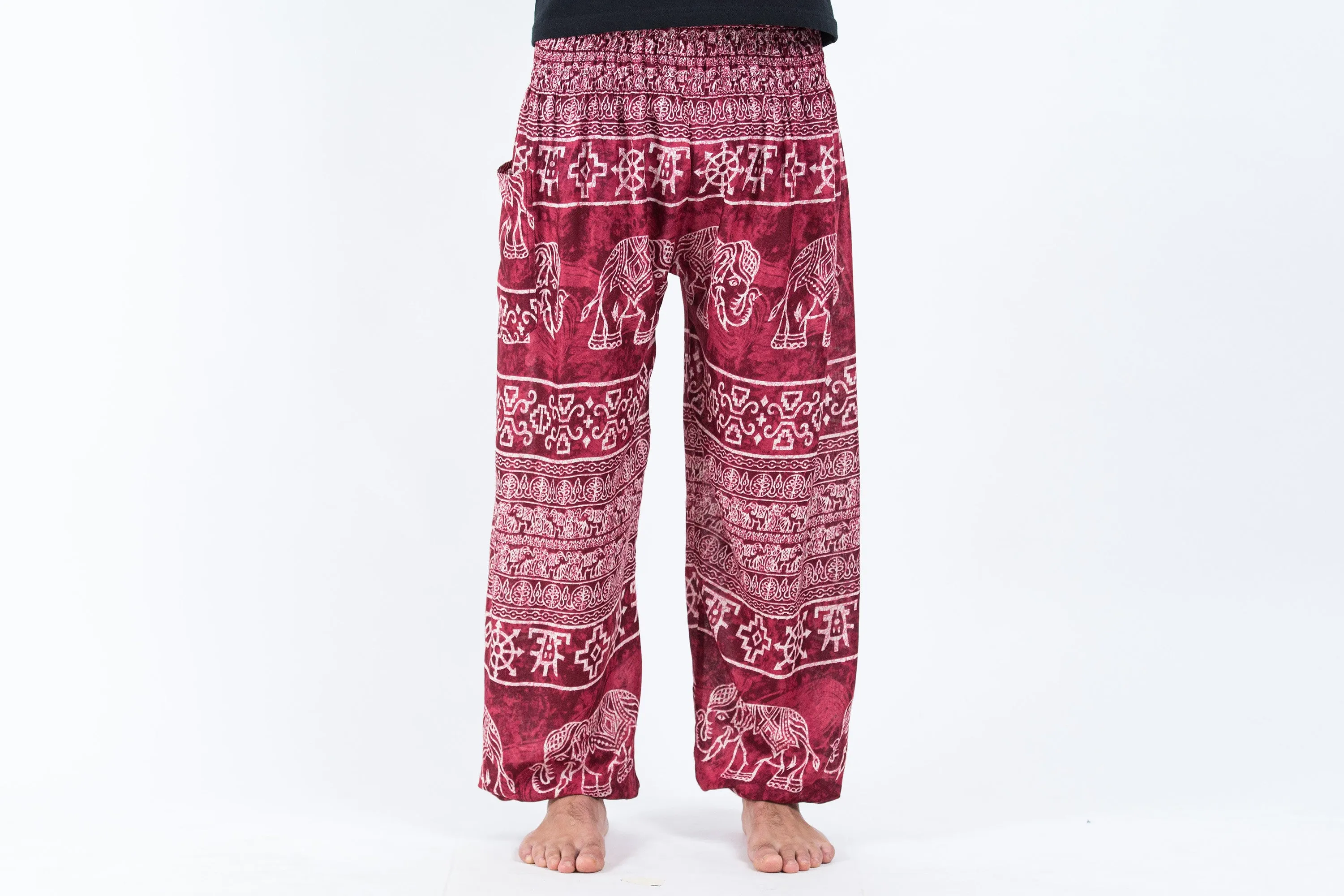 Marble Elephant Men's Elephant Pants in Red