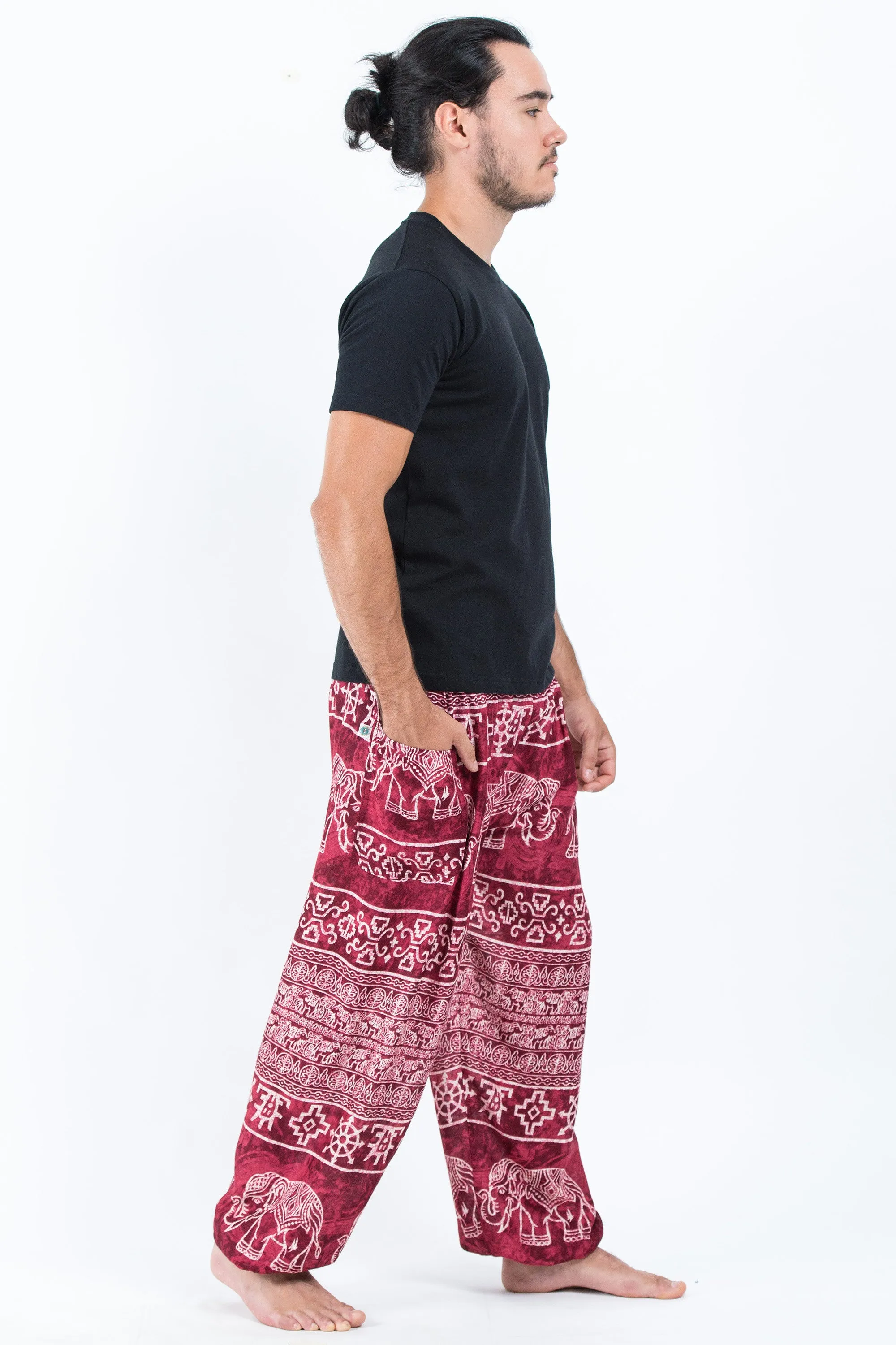 Marble Elephant Men's Elephant Pants in Red