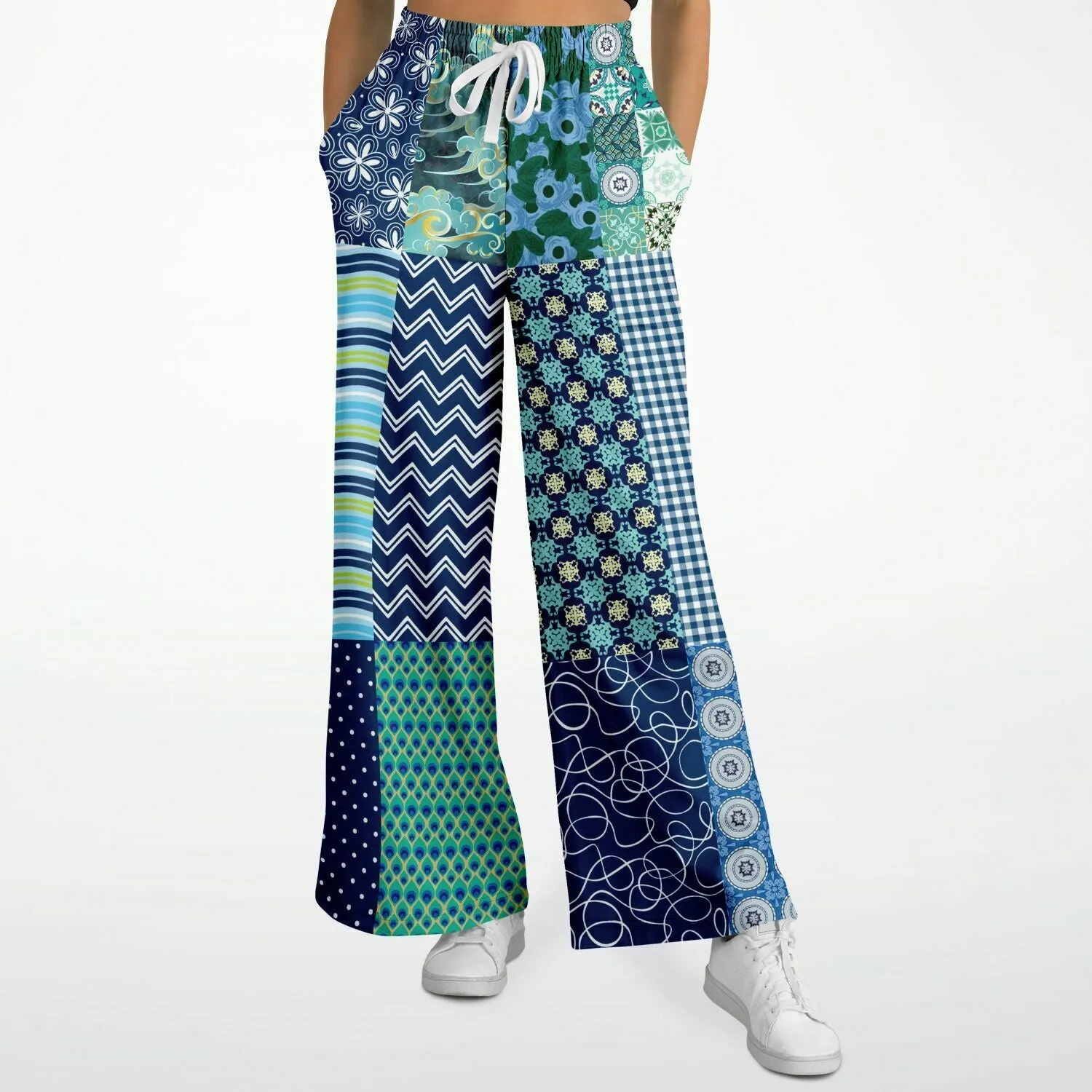 Mykonos Floral Patchwork Eco-Poly Stretchy Phat Bellbottoms