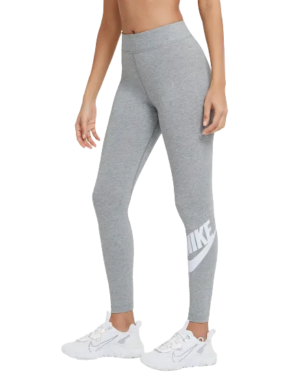 Nike Women's Sportswear Essential High Waisted Leggings - Dark Grey Heather / White