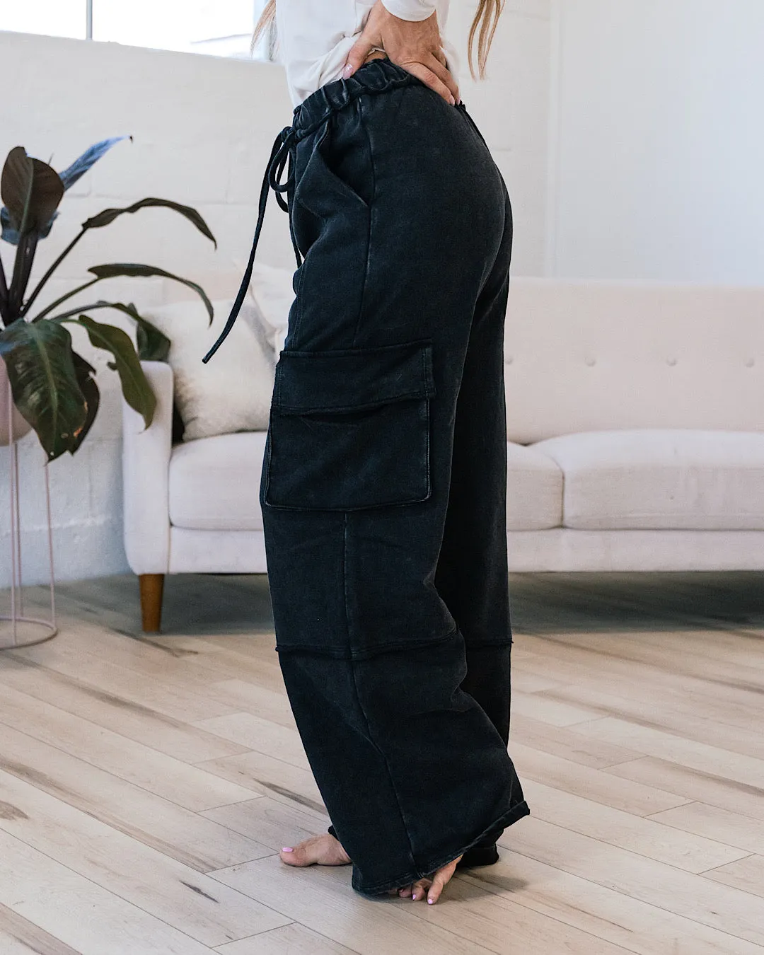 Nova Wide Leg Cargo Pants - Black